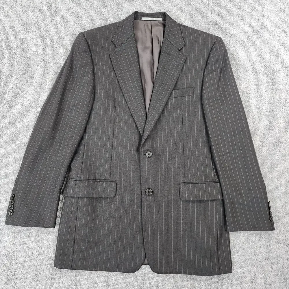 Hickey Freeman Blazer Mens 38R Gray Pinstripe Wool Sport Coat 2 Button USA Union